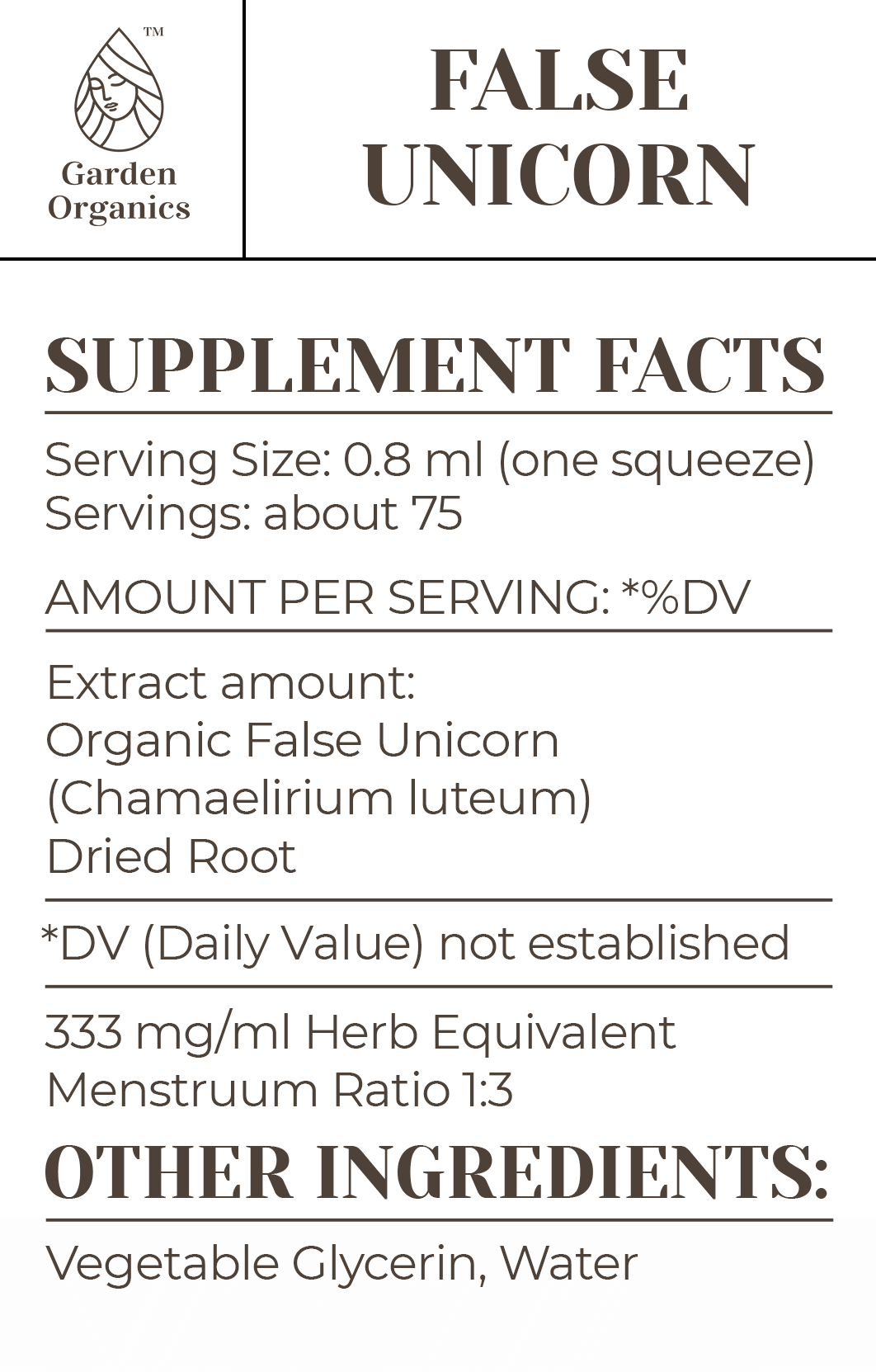 Buy False Unicorn Tincture online - Garden Organics