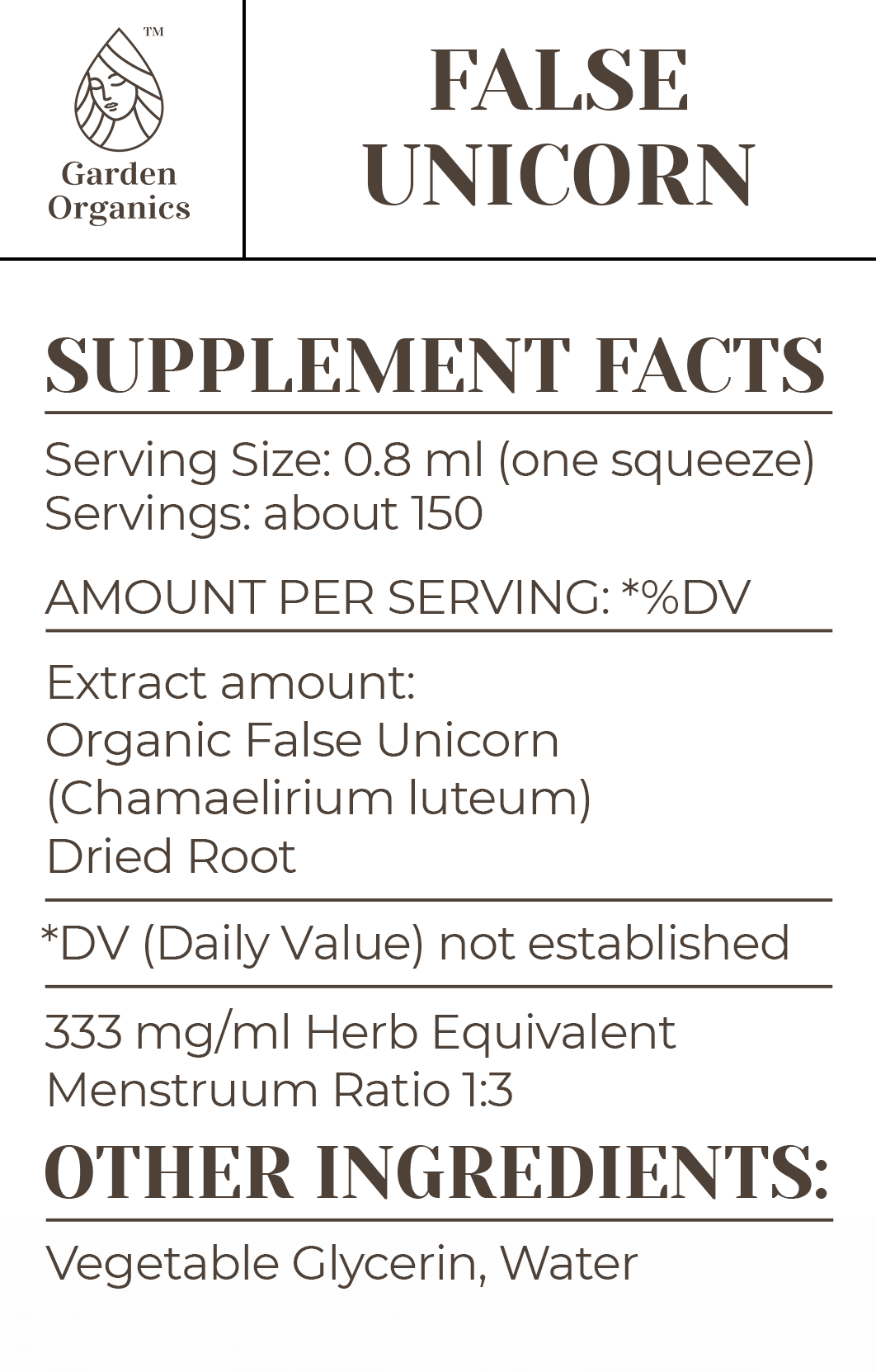 Buy False Unicorn Tincture online - Garden Organics