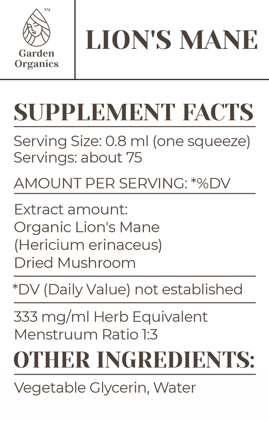 Buy Lion's Mane Tincture online - Garden Organics