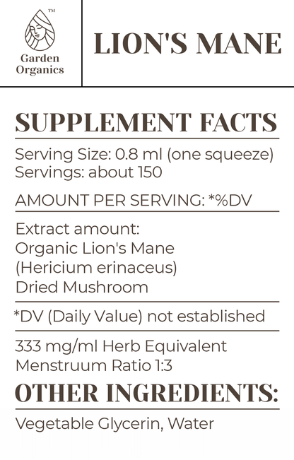 Buy Lion's Mane Tincture online - Garden Organics