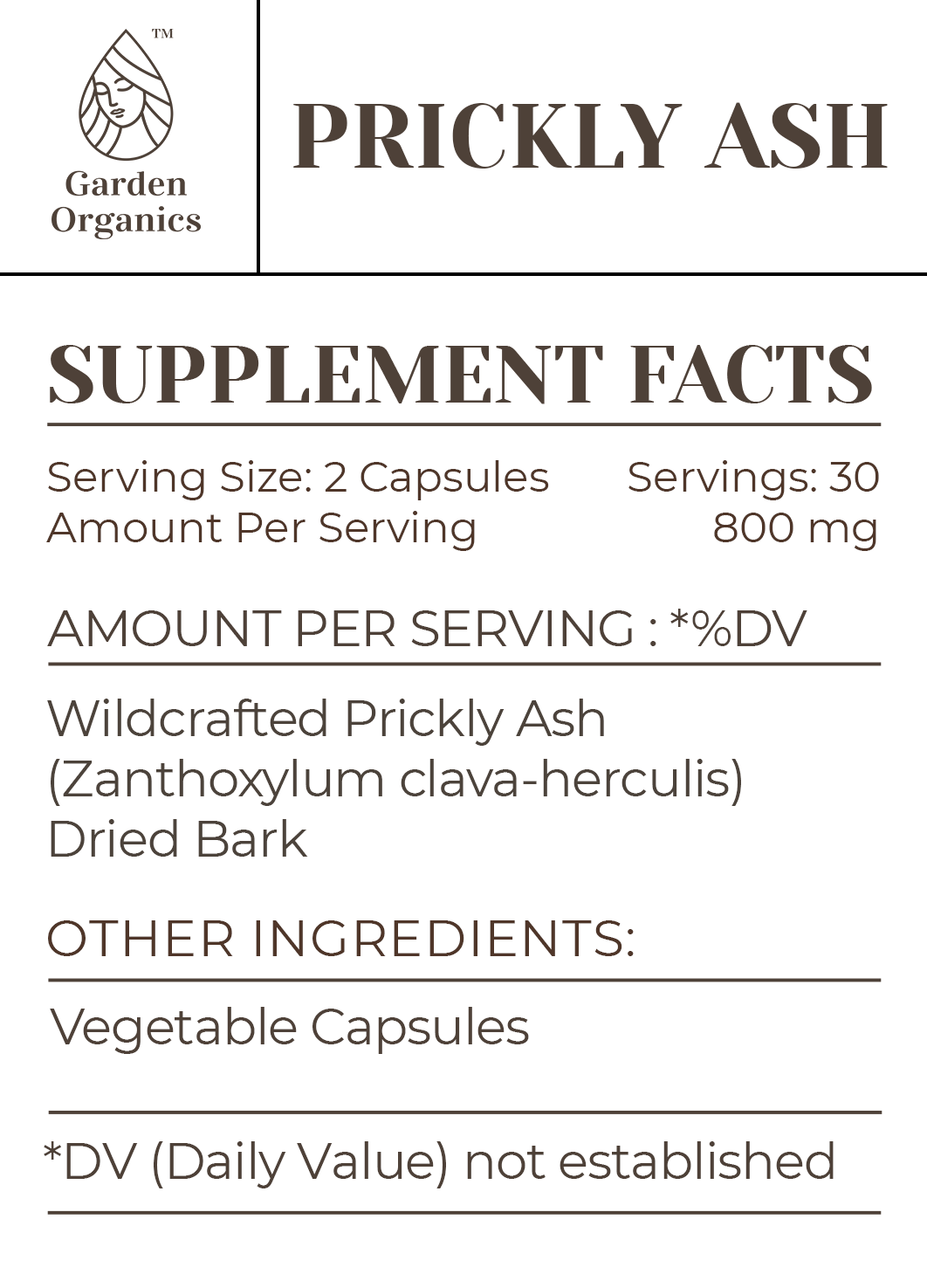Buy Prickly Ash Capsules online - Garden Organics