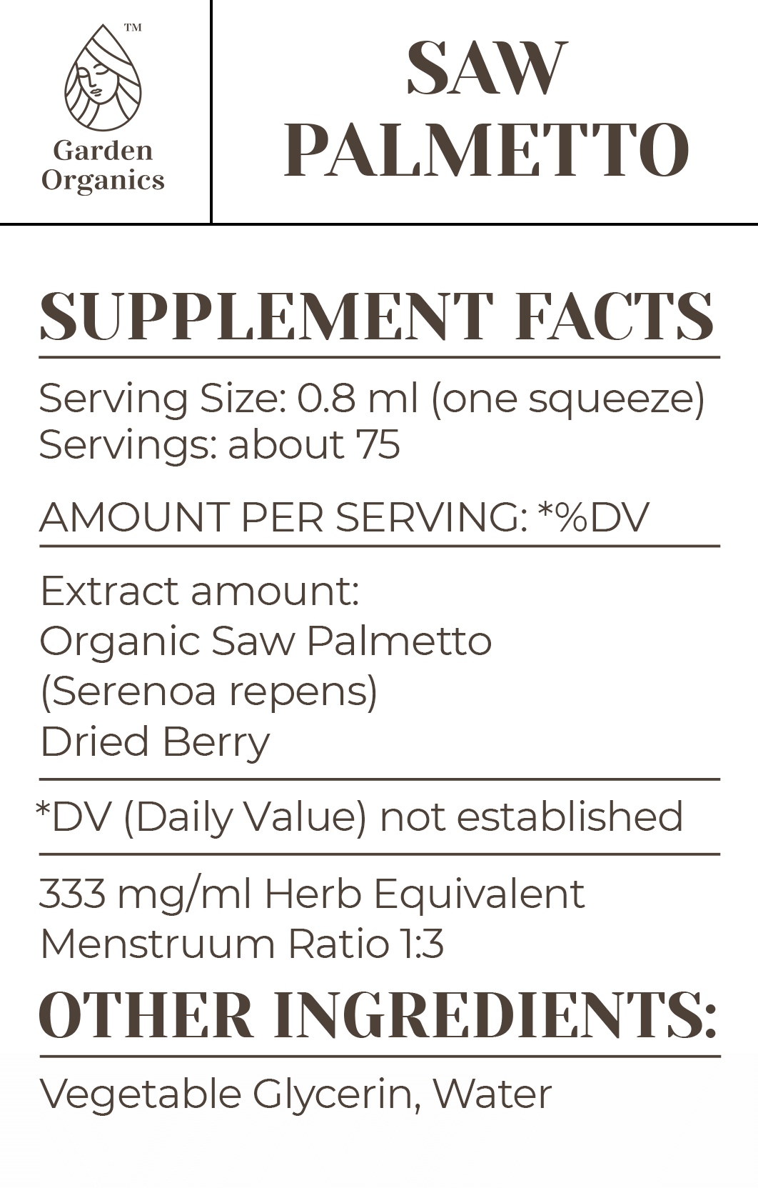 Buy Saw Palmetto Tincture online - Garden Organics